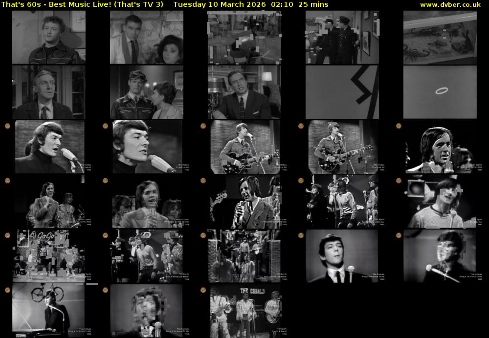 That's 60s - Best Music Live! (That's TV 3) Tuesday 10 March 2026 02:10 - 02:35