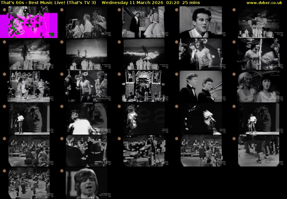 That's 60s - Best Music Live! (That's TV 3) Wednesday 11 March 2026 02:20 - 02:45