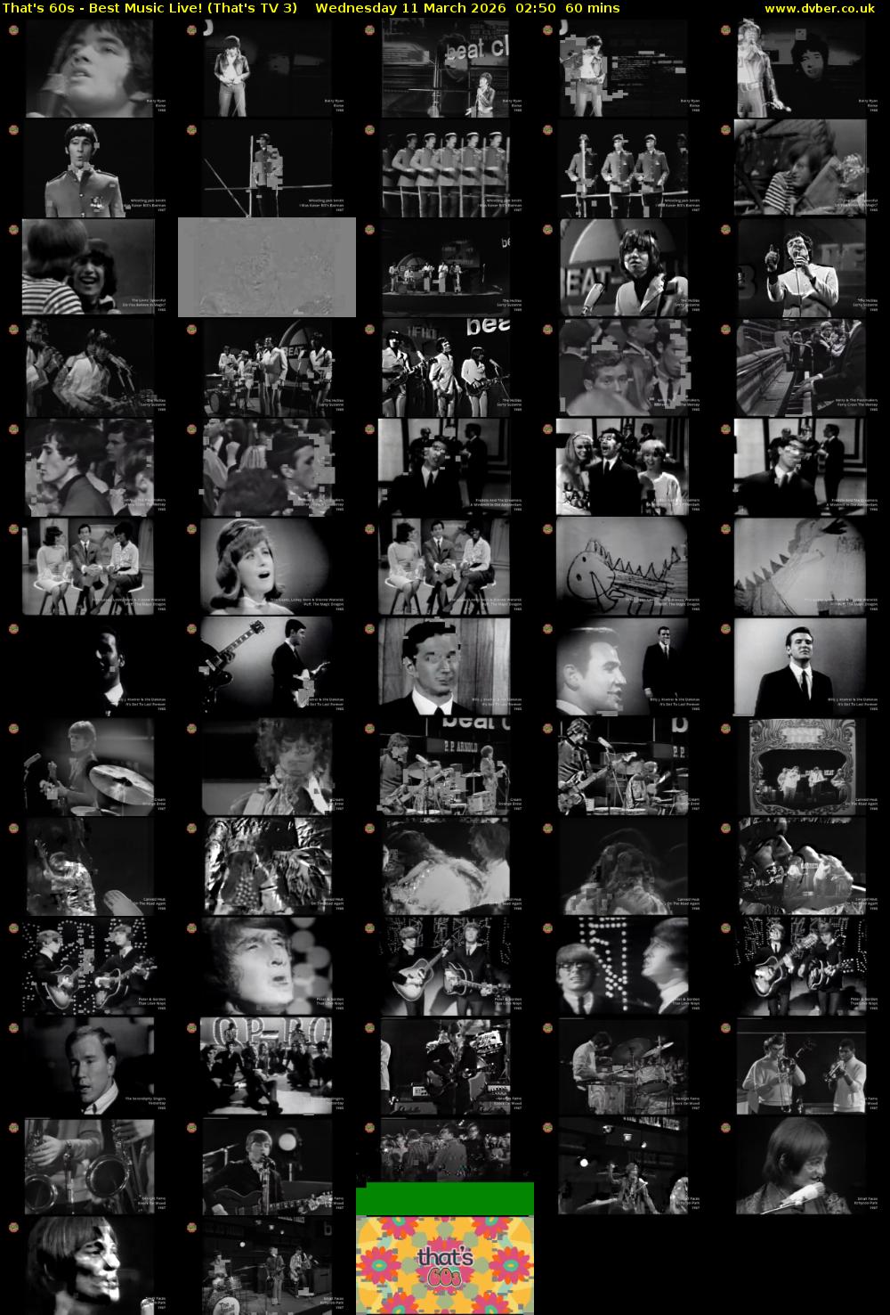 That's 60s - Best Music Live! (That's TV 3) Wednesday 11 March 2026 02:50 - 03:50