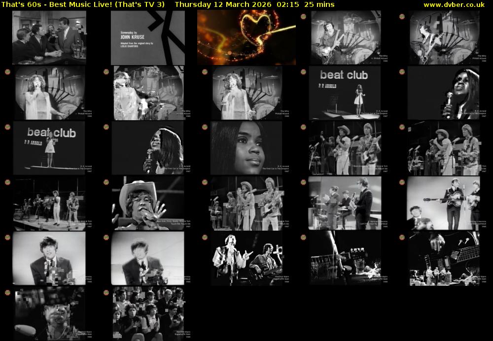 That's 60s - Best Music Live! (That's TV 3) Thursday 12 March 2026 02:15 - 02:40