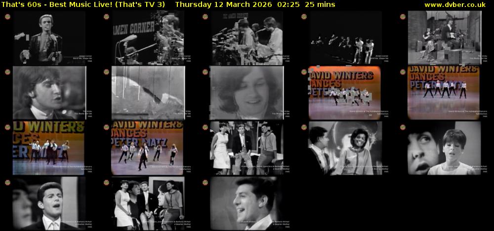That's 60s - Best Music Live! (That's TV 3) Thursday 12 March 2026 02:25 - 02:50