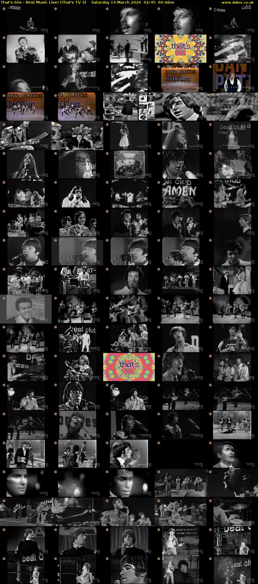 That's 60s - Best Music Live! (That's TV 3) Saturday 14 March 2026 02:45 - 03:45
