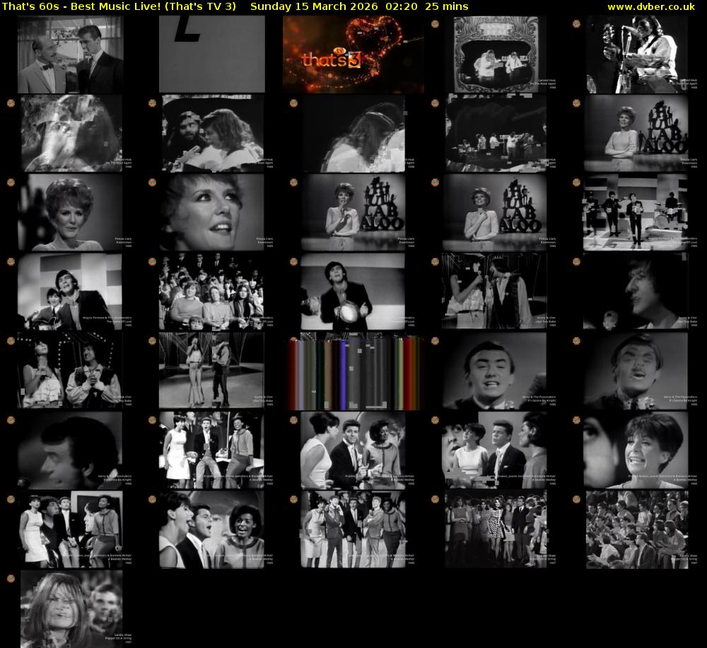 That's 60s - Best Music Live! (That's TV 3) Sunday 15 March 2026 02:20 - 02:45