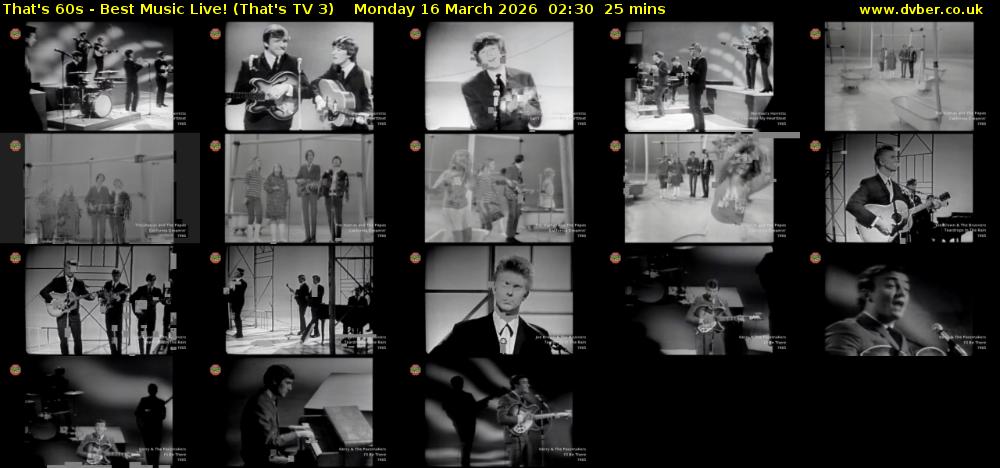 That's 60s - Best Music Live! (That's TV 3) Monday 16 March 2026 02:30 - 02:55