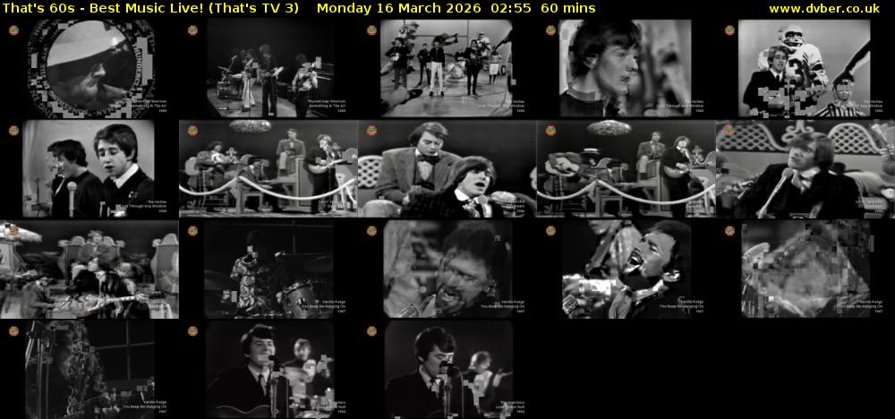 That's 60s - Best Music Live! (That's TV 3) Monday 16 March 2026 02:55 - 03:55