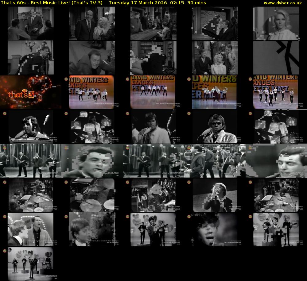 That's 60s - Best Music Live! (That's TV 3) Tuesday 17 March 2026 02:15 - 02:45