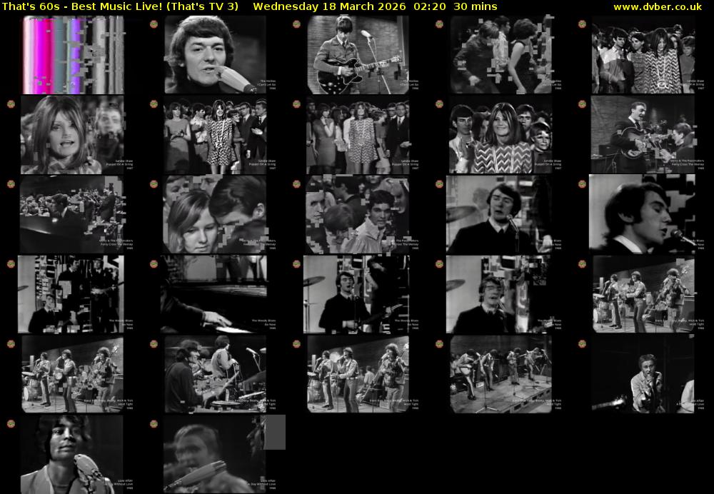That's 60s - Best Music Live! (That's TV 3) Wednesday 18 March 2026 02:20 - 02:50