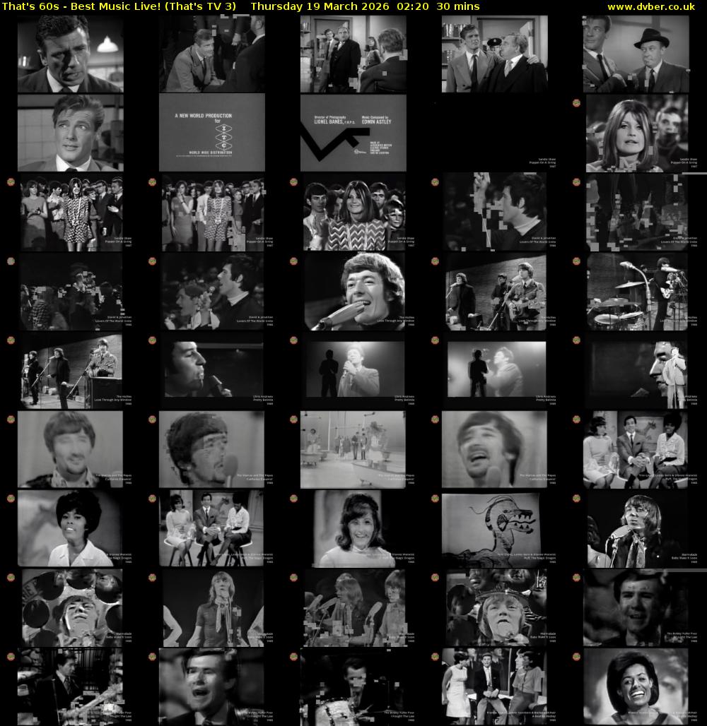 That's 60s - Best Music Live! (That's TV 3) Thursday 19 March 2026 02:20 - 02:50