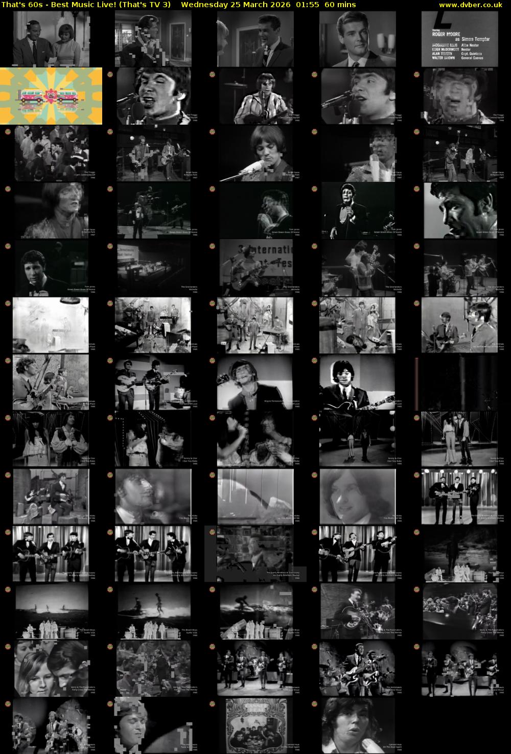 That's 60s - Best Music Live! (That's TV 3) Wednesday 25 March 2026 01:55 - 02:55