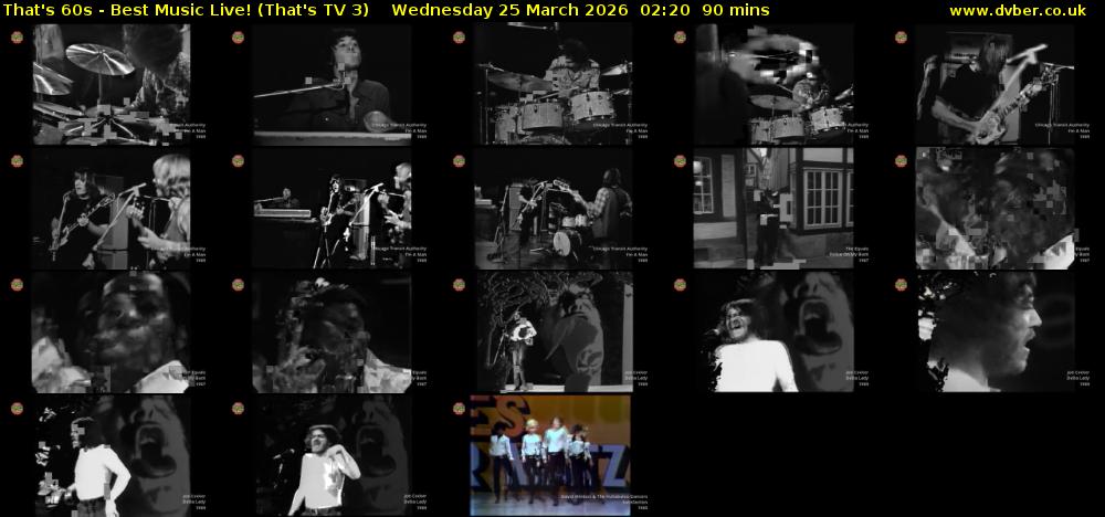 That's 60s - Best Music Live! (That's TV 3) Wednesday 25 March 2026 02:20 - 03:50
