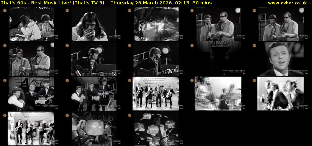 That's 60s - Best Music Live! (That's TV 3) Thursday 26 March 2026 02:15 - 02:45