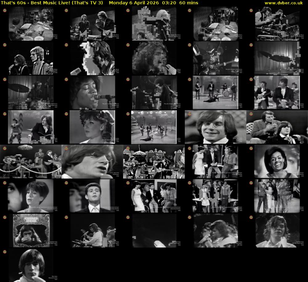 That's 60s - Best Music Live! (That's TV 3) Monday 6 April 2026 03:20 - 04:20