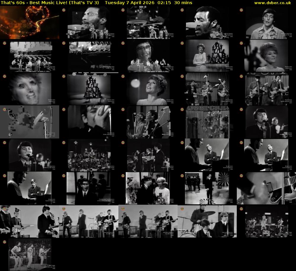 That's 60s - Best Music Live! (That's TV 3) Tuesday 7 April 2026 02:15 - 02:45