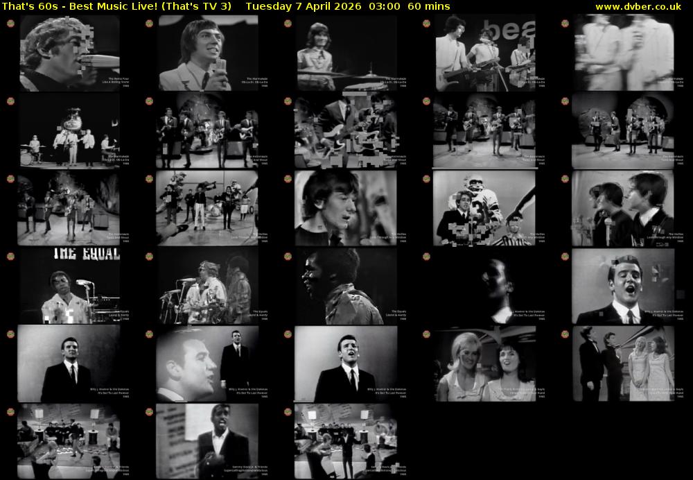 That's 60s - Best Music Live! (That's TV 3) Tuesday 7 April 2026 03:00 - 04:00