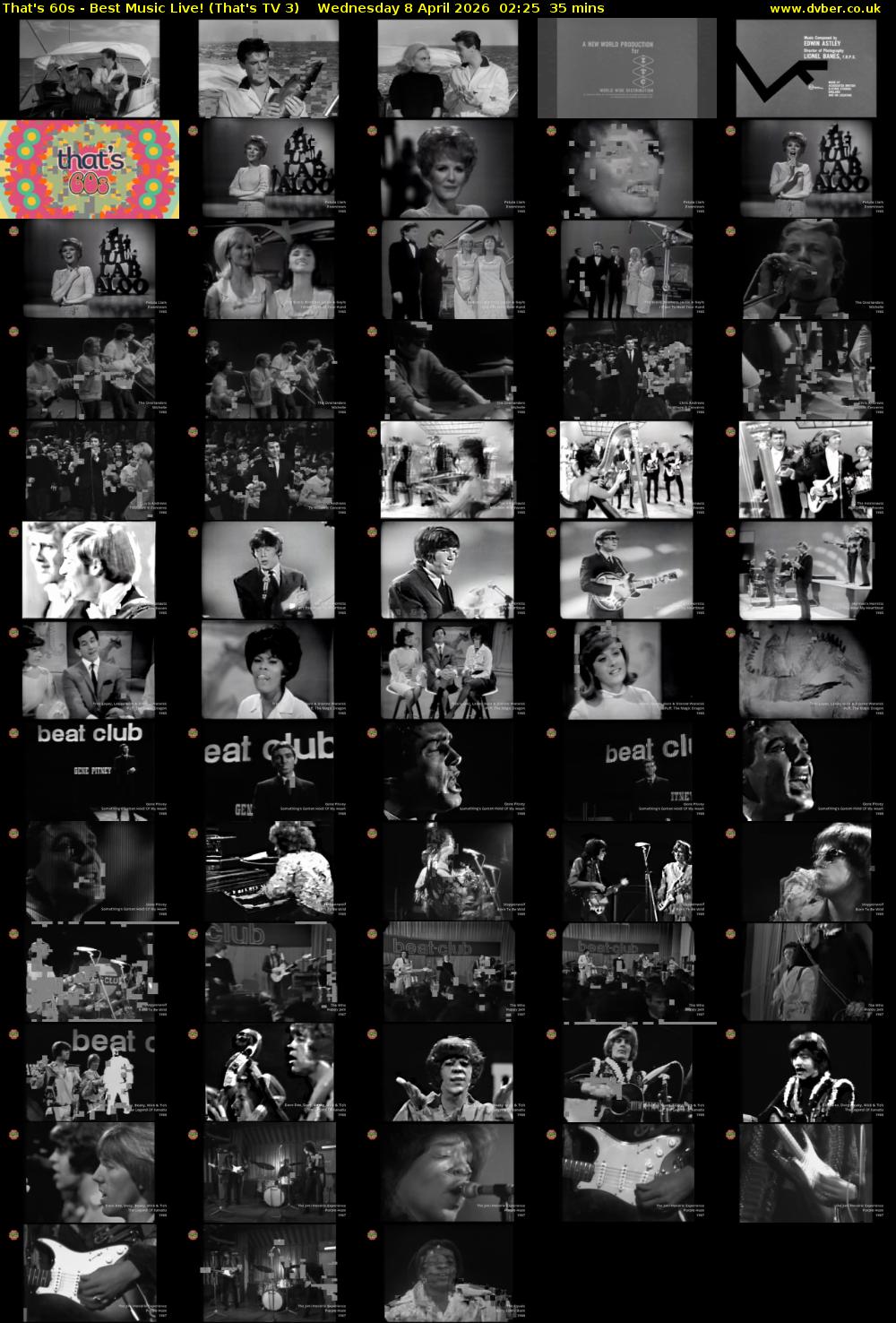 That's 60s - Best Music Live! (That's TV 3) Wednesday 8 April 2026 02:25 - 03:00