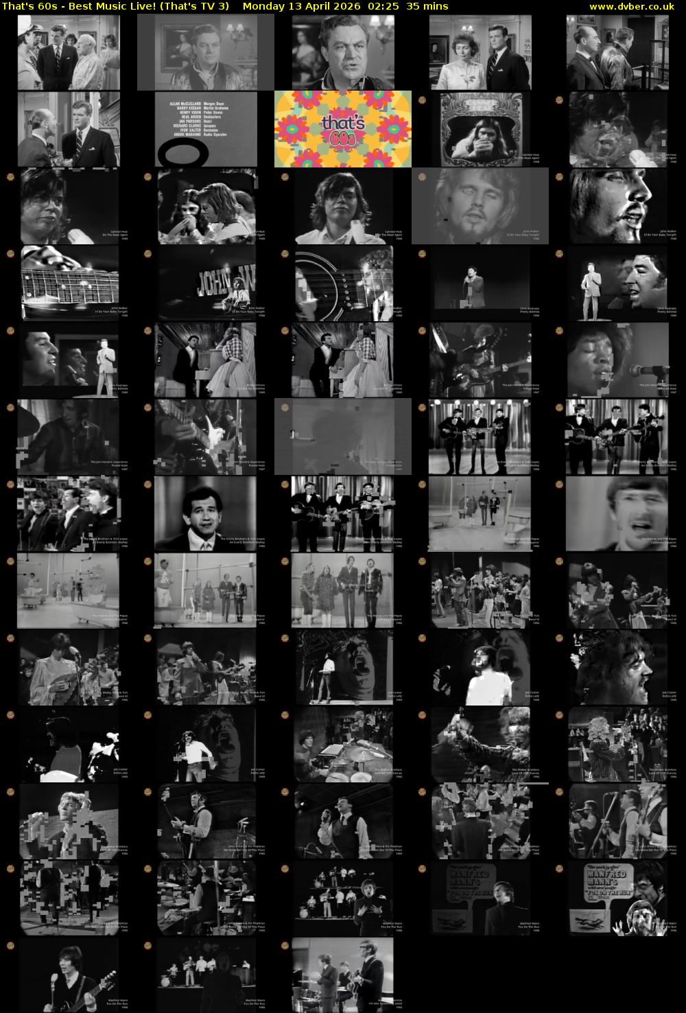 That's 60s - Best Music Live! (That's TV 3) Monday 13 April 2026 02:25 - 03:00