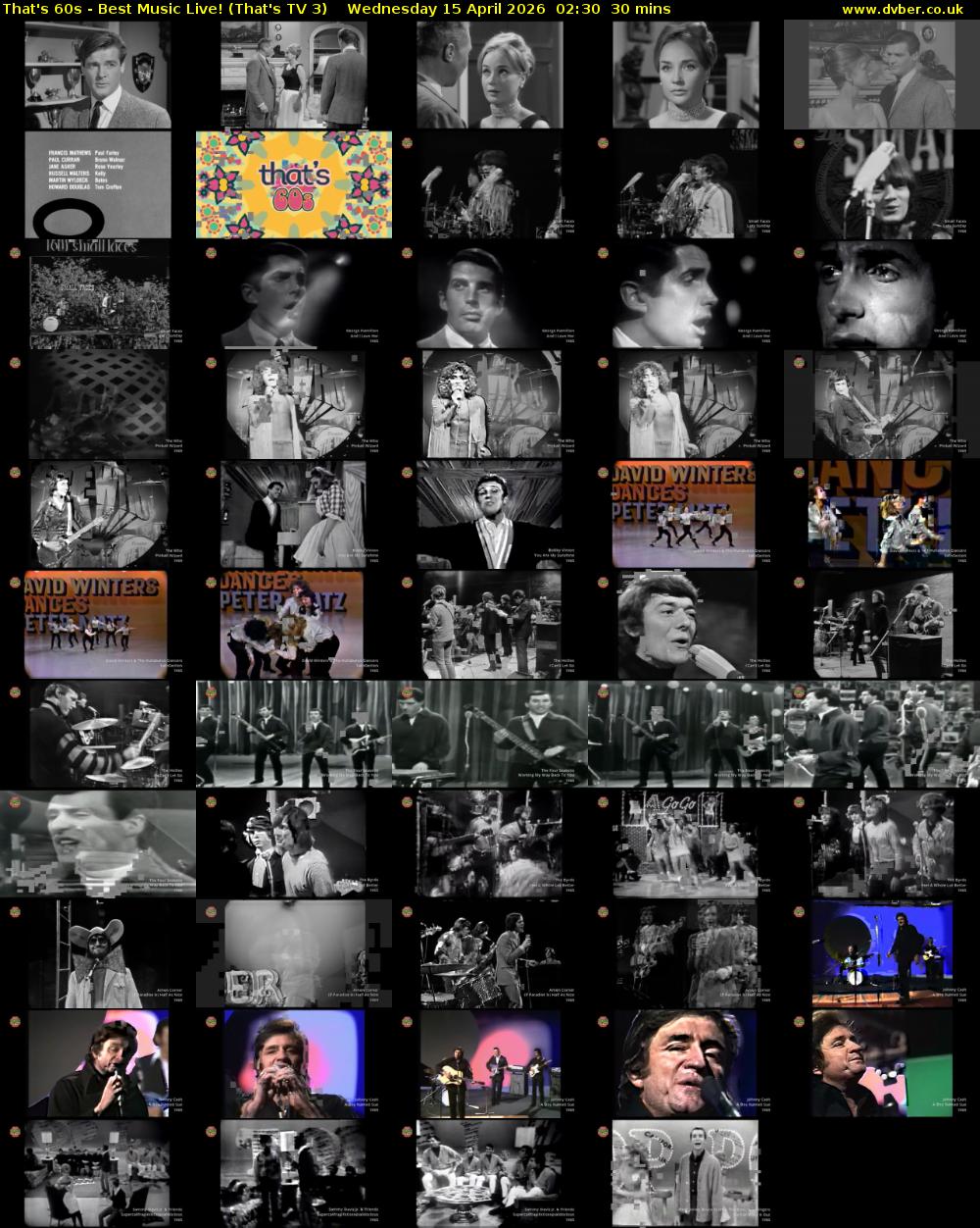 That's 60s - Best Music Live! (That's TV 3) Wednesday 15 April 2026 02:30 - 03:00
