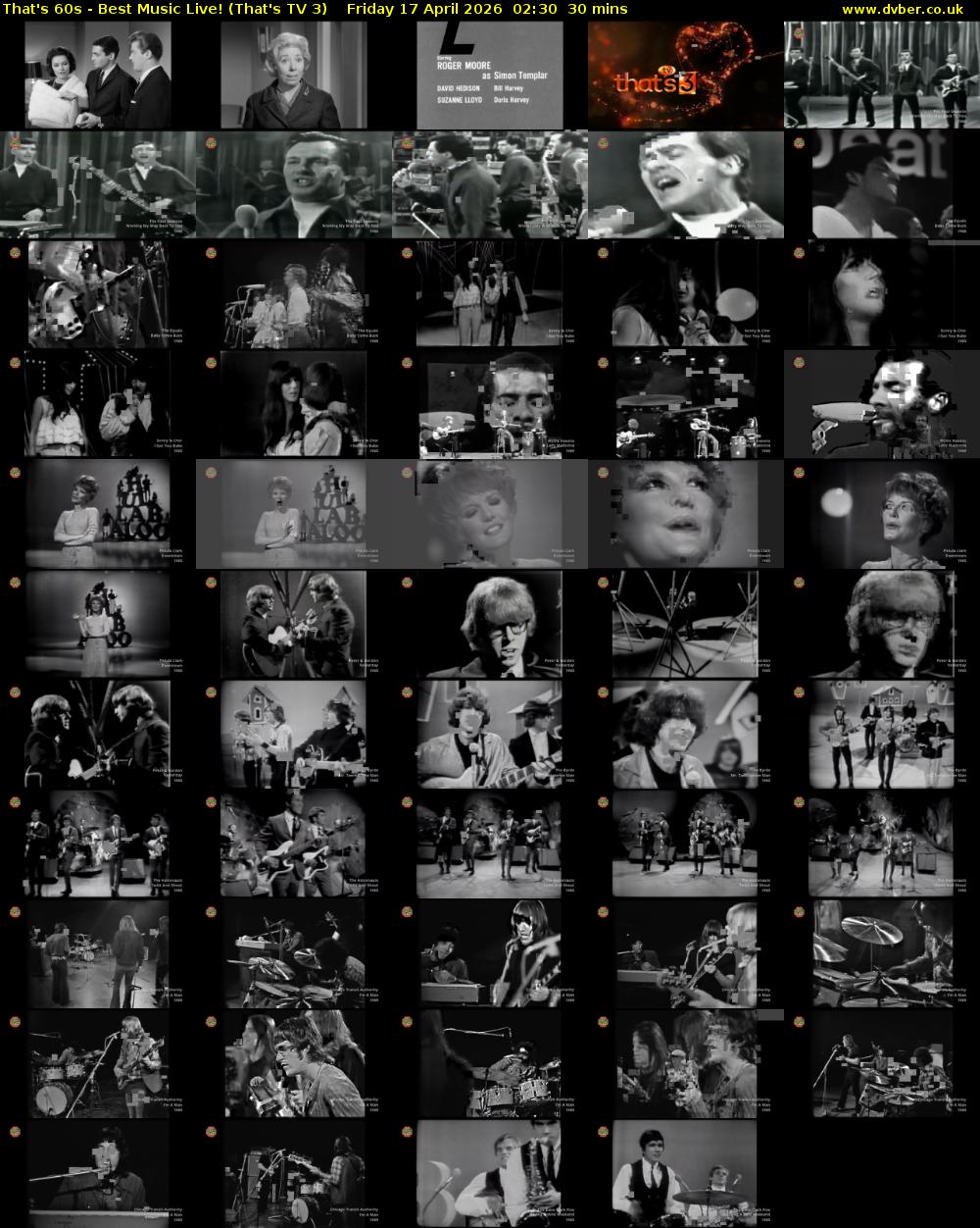That's 60s - Best Music Live! (That's TV 3) Friday 17 April 2026 02:30 - 03:00