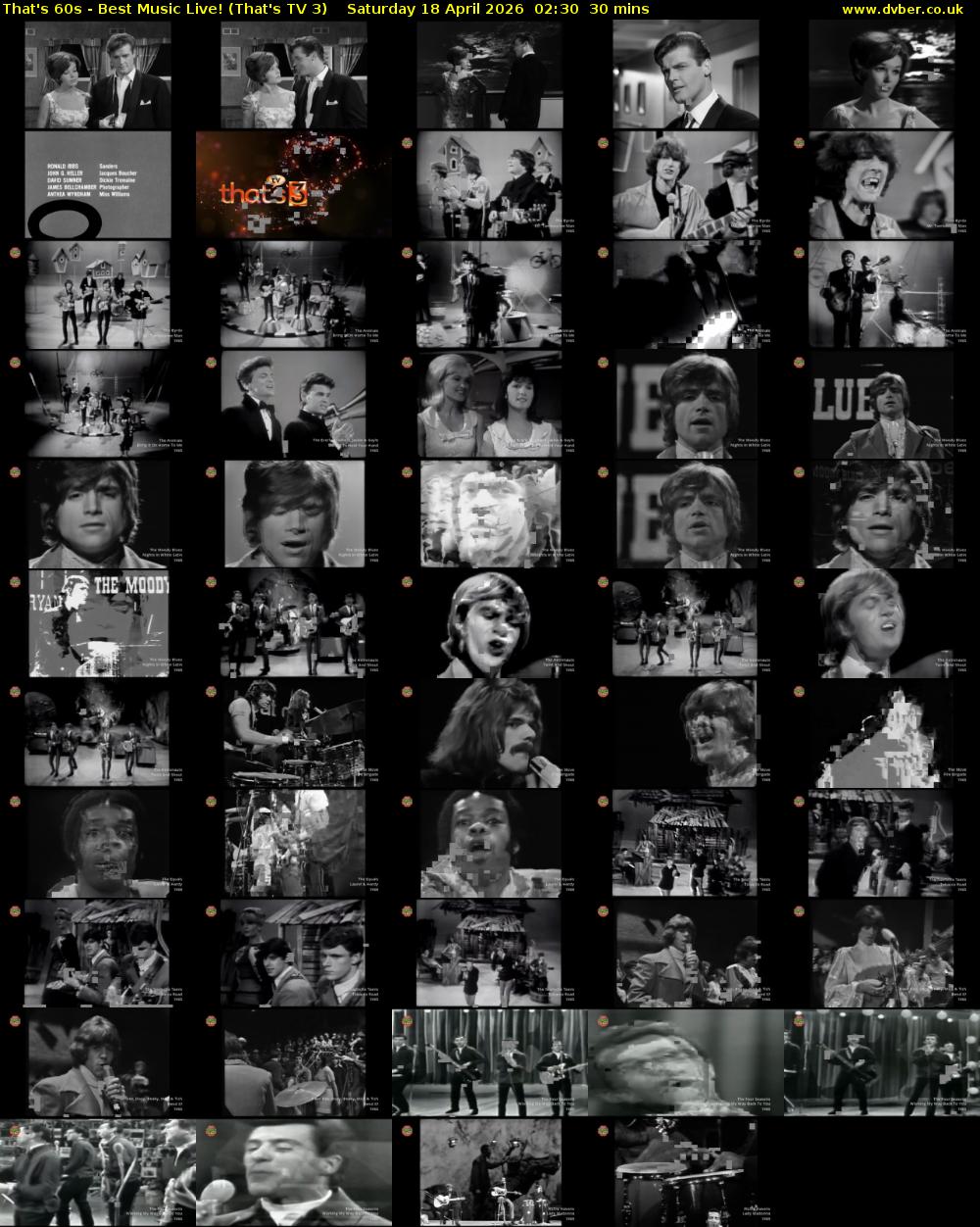That's 60s - Best Music Live! (That's TV 3) Saturday 18 April 2026 02:30 - 03:00