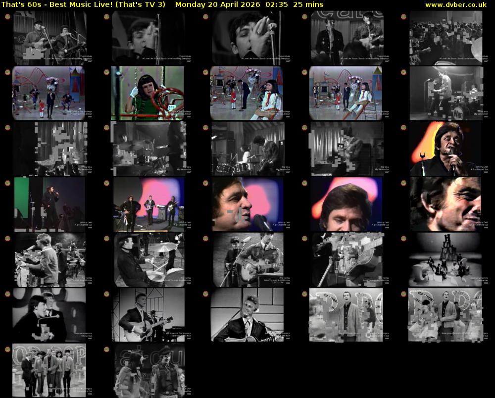 That's 60s - Best Music Live! (That's TV 3) Monday 20 April 2026 02:35 - 03:00