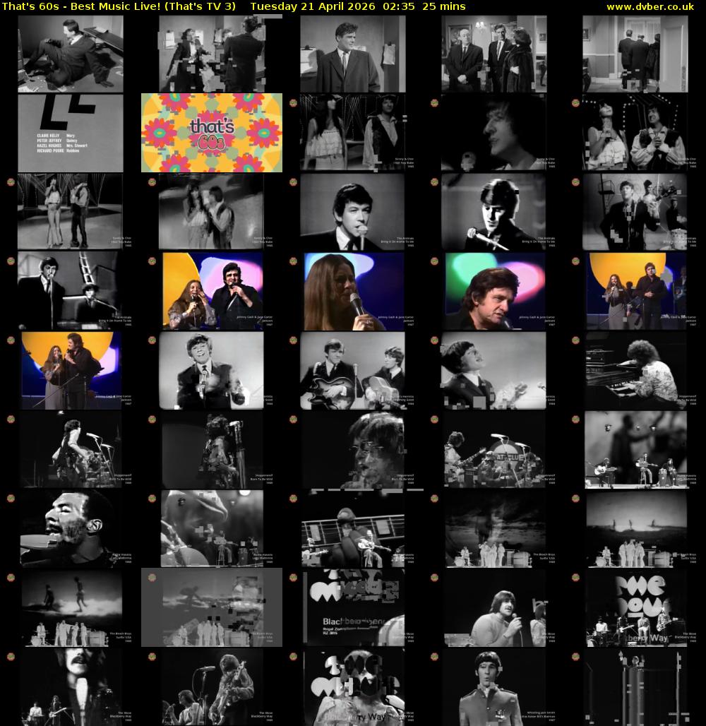 That's 60s - Best Music Live! (That's TV 3) Tuesday 21 April 2026 02:35 - 03:00