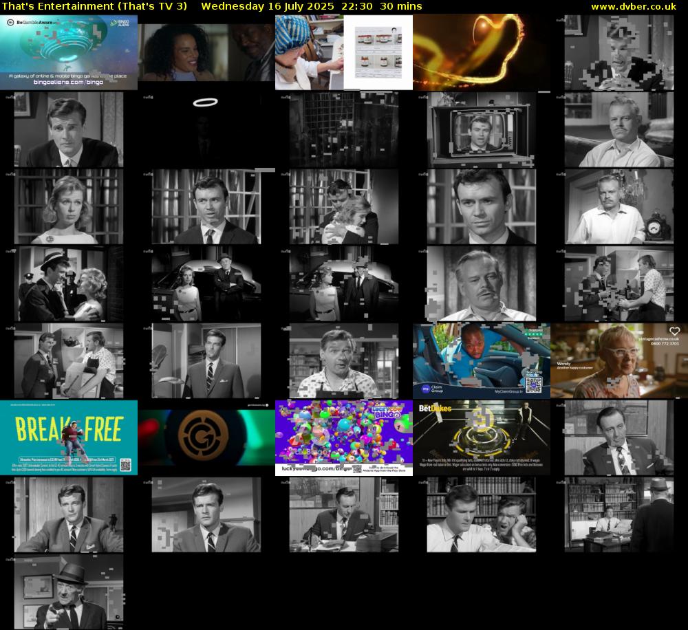 That's Entertainment (That's TV 3) Wednesday 16 July 2025 22:30 - 23:00