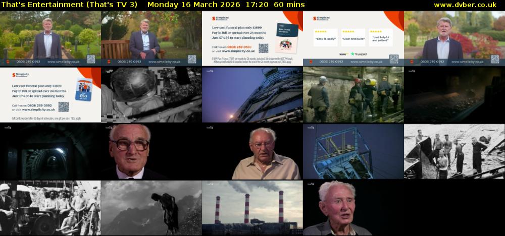 That's Entertainment (That's TV 3) Monday 16 March 2026 17:20 - 18:20
