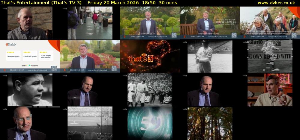 That's Entertainment (That's TV 3) Friday 20 March 2026 18:50 - 19:20