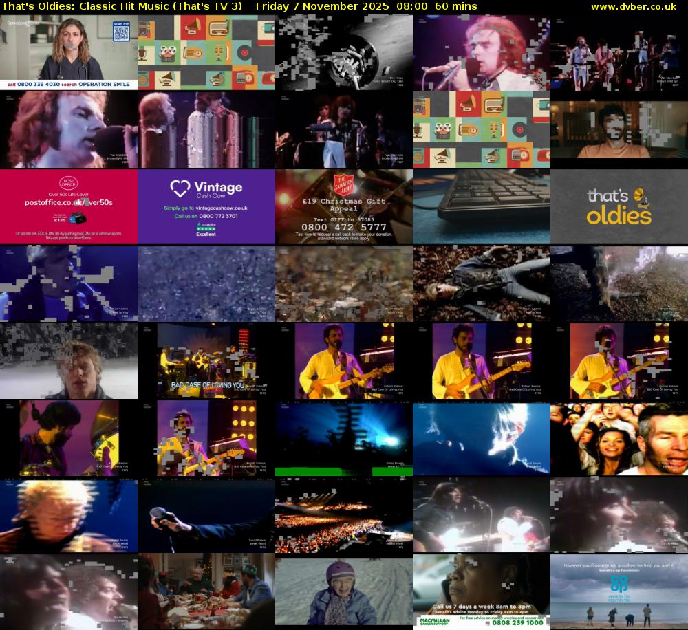 That's Oldies: Classic Hit Music (That's TV 3) Friday 7 November 2025 08:00 - 09:00