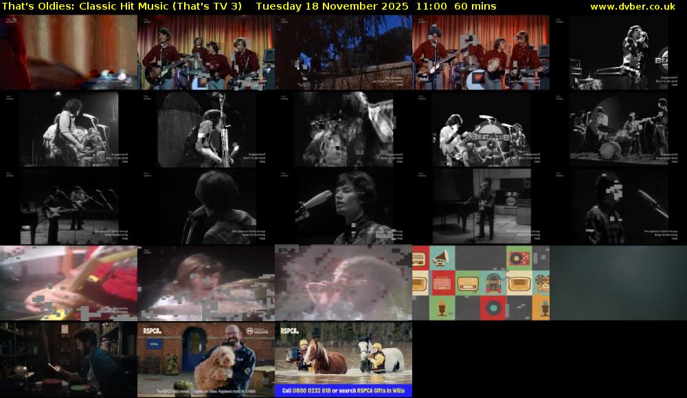 That's Oldies: Classic Hit Music (That's TV 3) Tuesday 18 November 2025 11:00 - 12:00