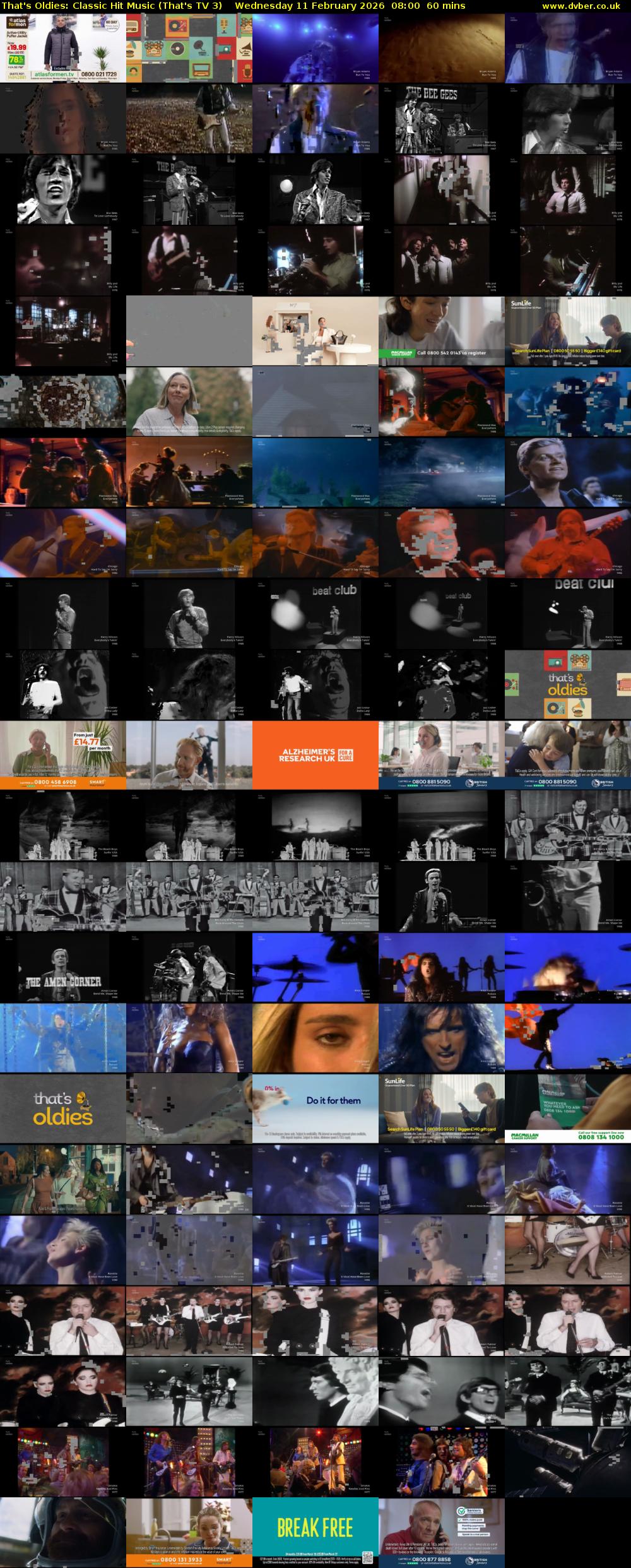 That's Oldies: Classic Hit Music (That's TV 3) Wednesday 11 February 2026 08:00 - 09:00