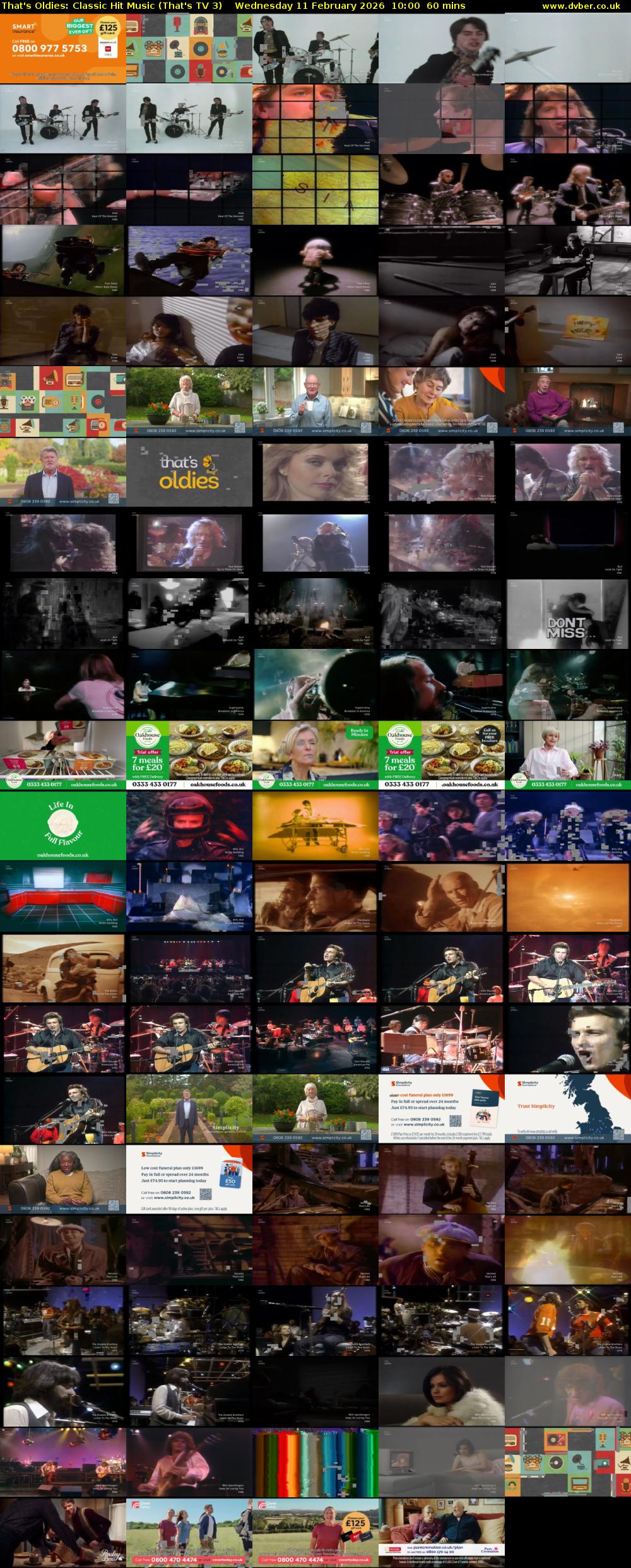 That's Oldies: Classic Hit Music (That's TV 3) Wednesday 11 February 2026 10:00 - 11:00