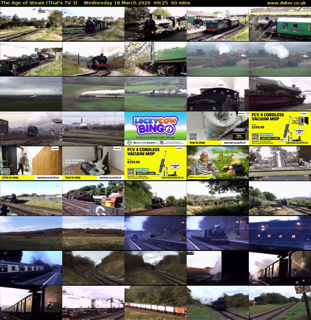 The Age of Steam (That's TV 3) Wednesday 18 March 2026 09:25 - 10:25