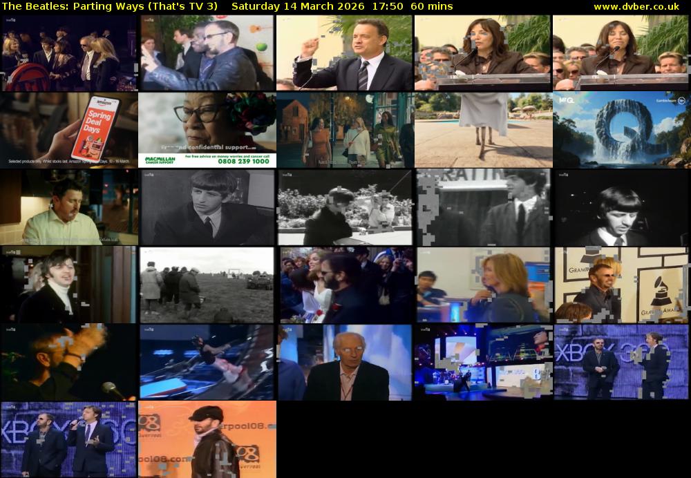 The Beatles: Parting Ways (That's TV 3) Saturday 14 March 2026 17:50 - 18:50