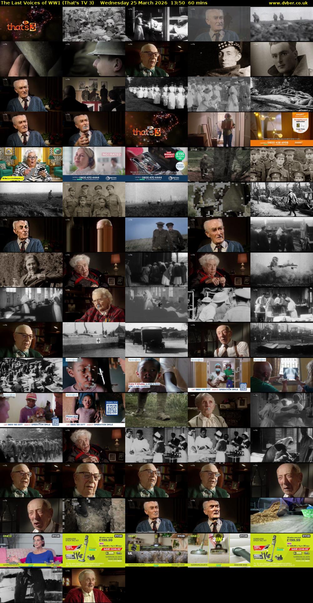 The Last Voices of WW1 (That's TV 3) Wednesday 25 March 2026 13:50 - 14:50