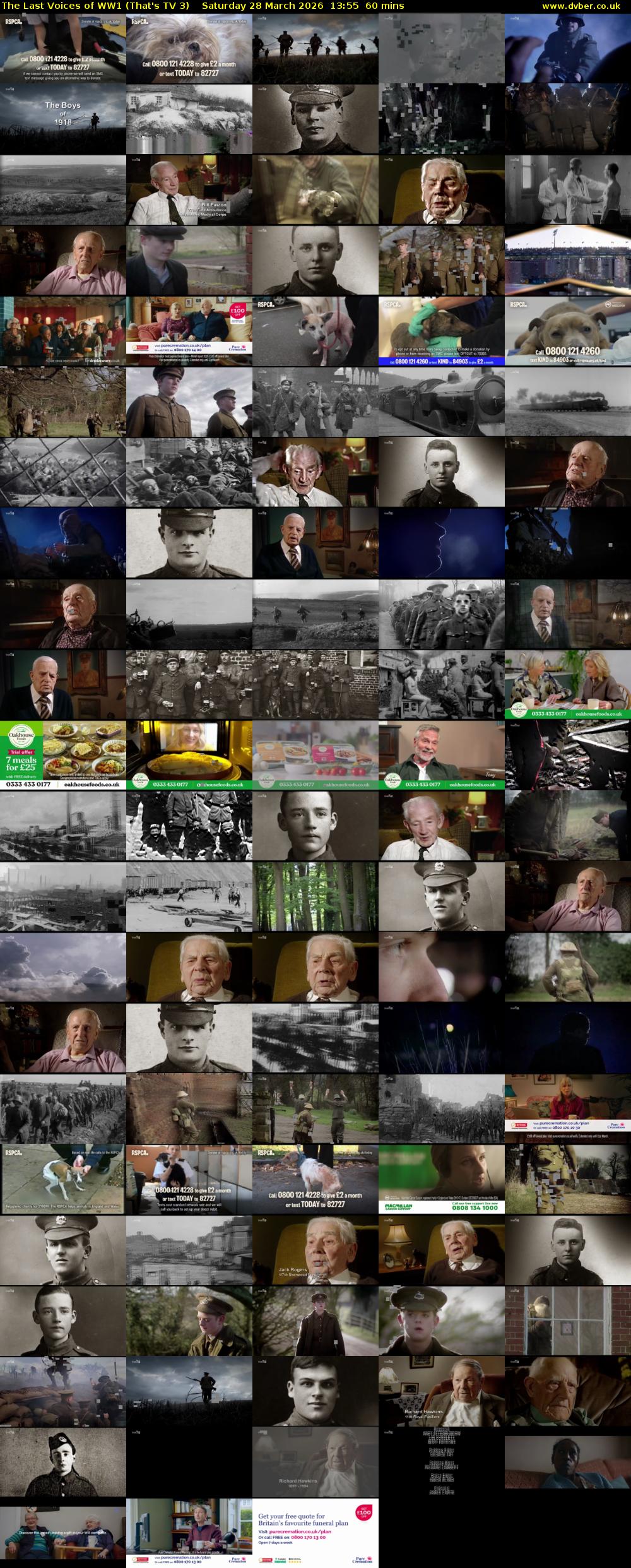 The Last Voices of WW1 (That's TV 3) Saturday 28 March 2026 13:55 - 14:55