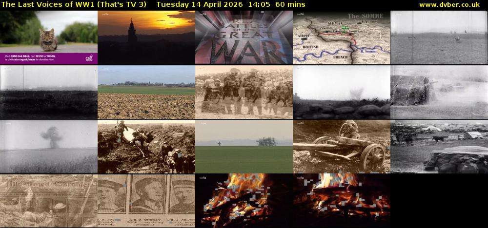 The Last Voices of WW1 (That's TV 3) Tuesday 14 April 2026 14:05 - 15:05