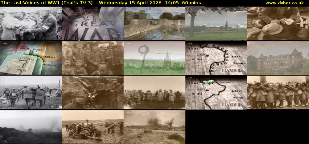 The Last Voices of WW1 (That's TV 3) Wednesday 15 April 2026 14:05 - 15:05