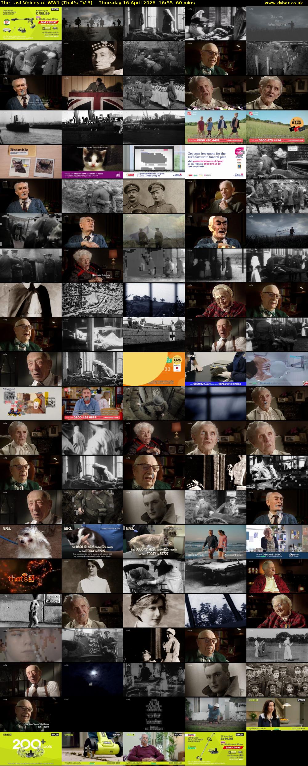 The Last Voices of WW1 (That's TV 3) Thursday 16 April 2026 16:55 - 17:55
