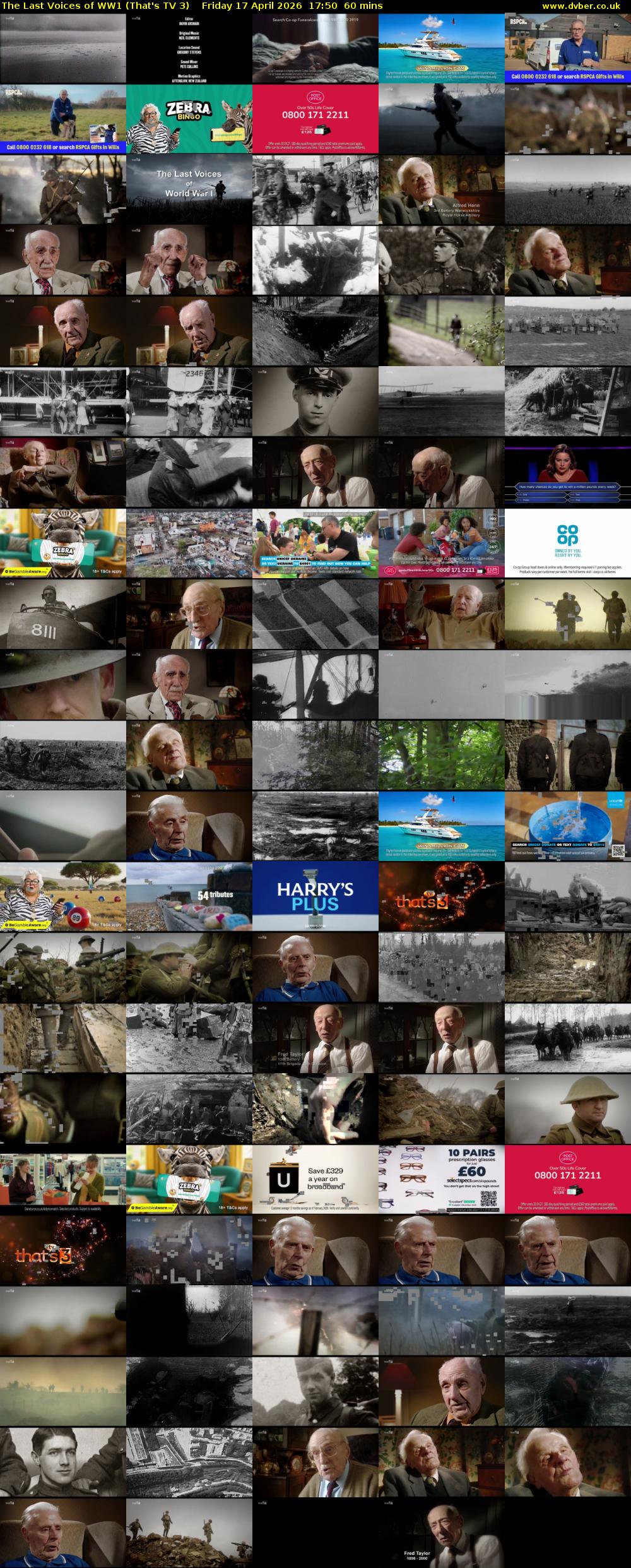 The Last Voices of WW1 (That's TV 3) Friday 17 April 2026 17:50 - 18:50