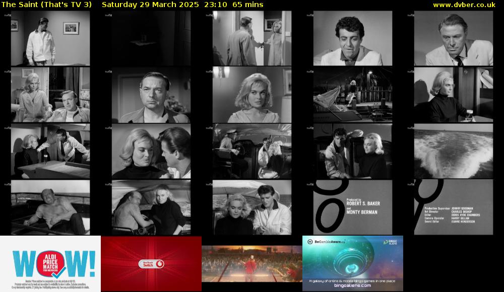 The Saint (That's TV 3) Saturday 29 March 2025 23:10 - 00:15