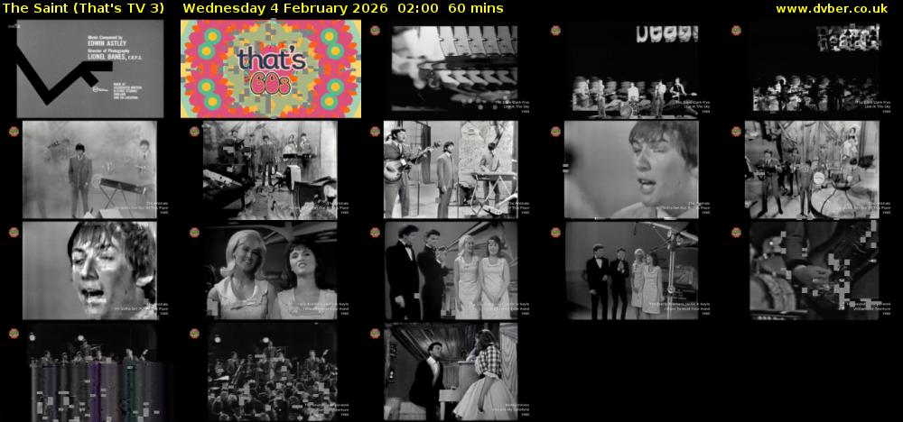 The Saint (That's TV 3) Wednesday 4 February 2026 02:00 - 03:00