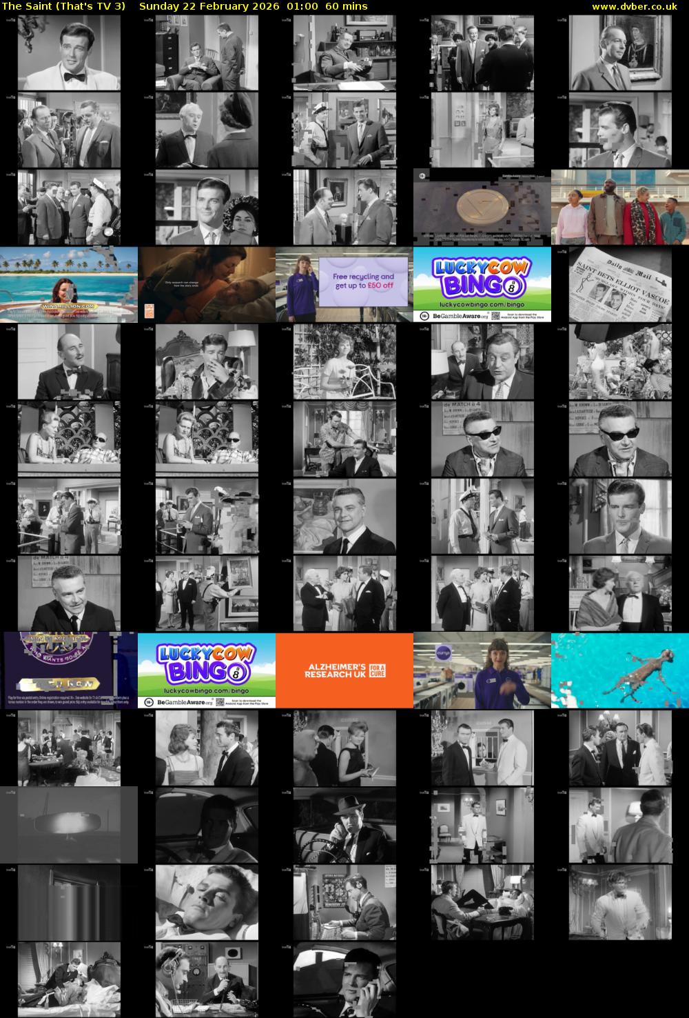 The Saint (That's TV 3) Sunday 22 February 2026 01:00 - 02:00