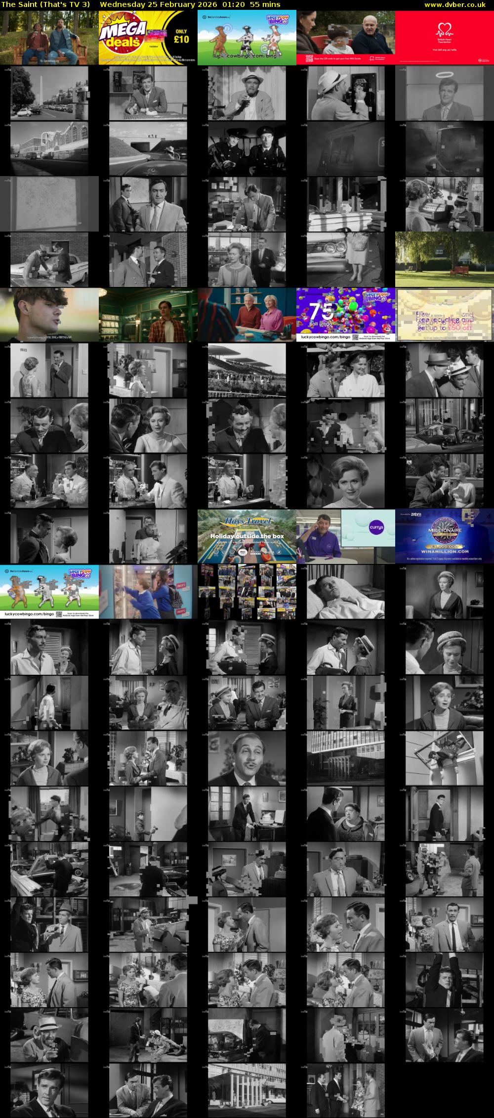 The Saint (That's TV 3) Wednesday 25 February 2026 01:20 - 02:15