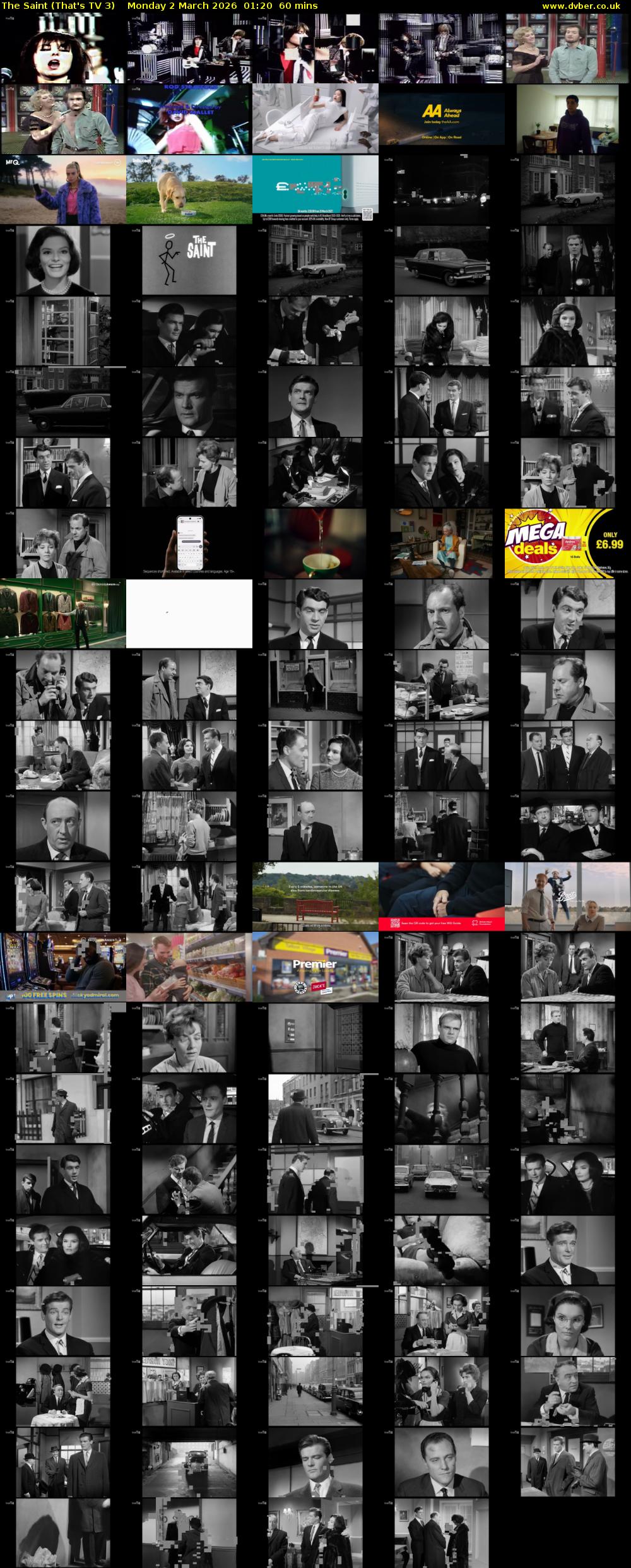 The Saint (That's TV 3) Monday 2 March 2026 01:20 - 02:20