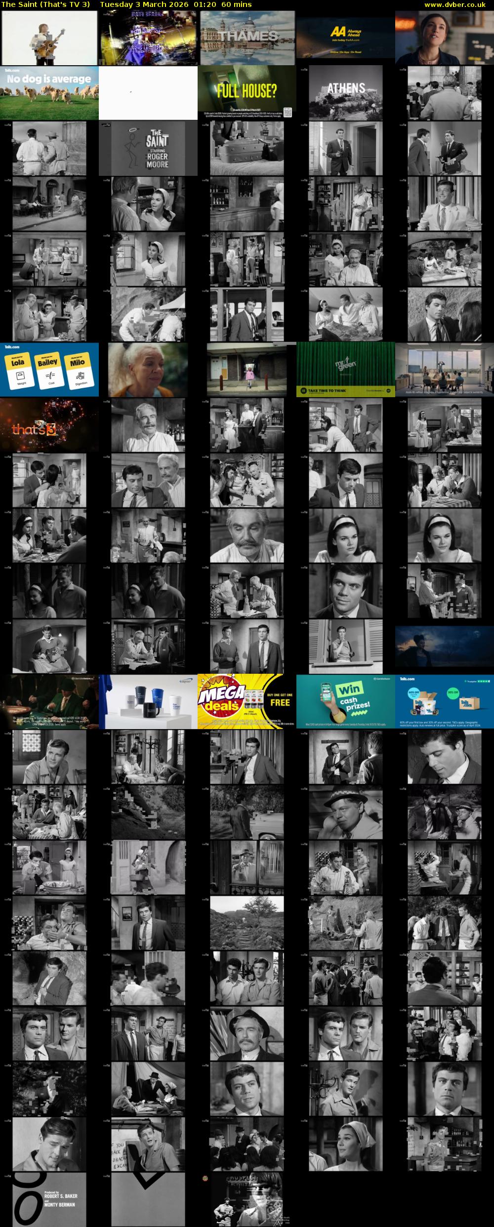 The Saint (That's TV 3) Tuesday 3 March 2026 01:20 - 02:20