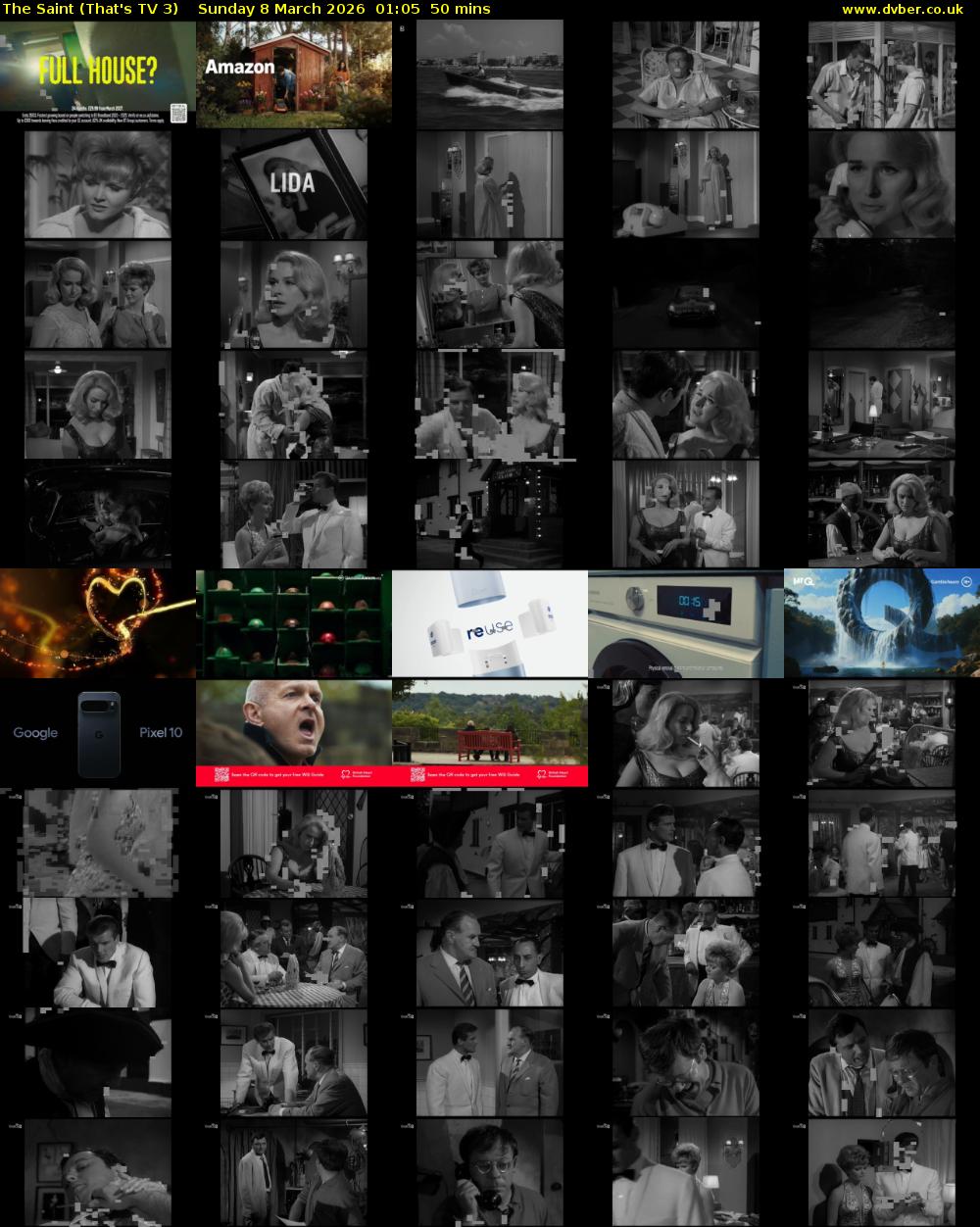 The Saint (That's TV 3) Sunday 8 March 2026 01:05 - 01:55