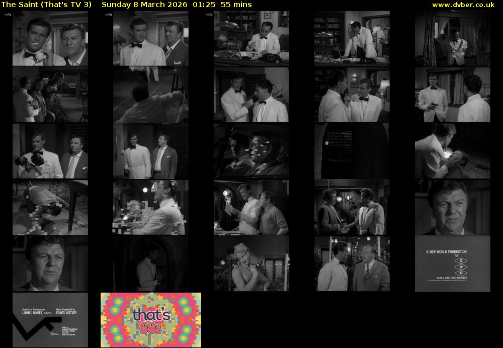 The Saint (That's TV 3) Sunday 8 March 2026 01:25 - 02:20