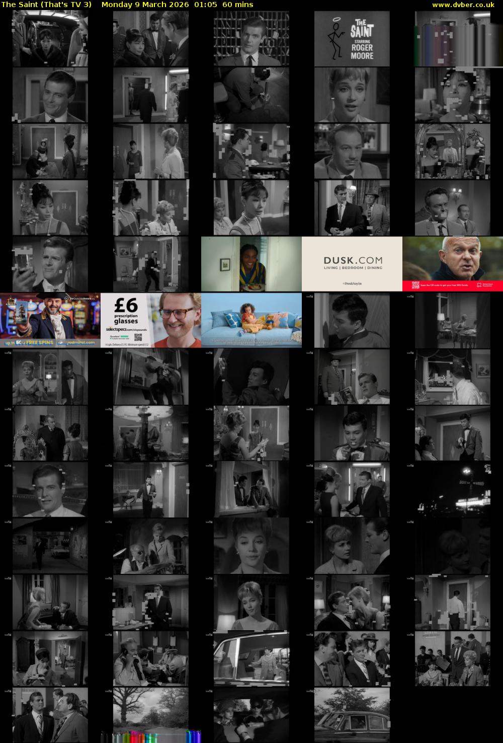 The Saint (That's TV 3) Monday 9 March 2026 01:05 - 02:05