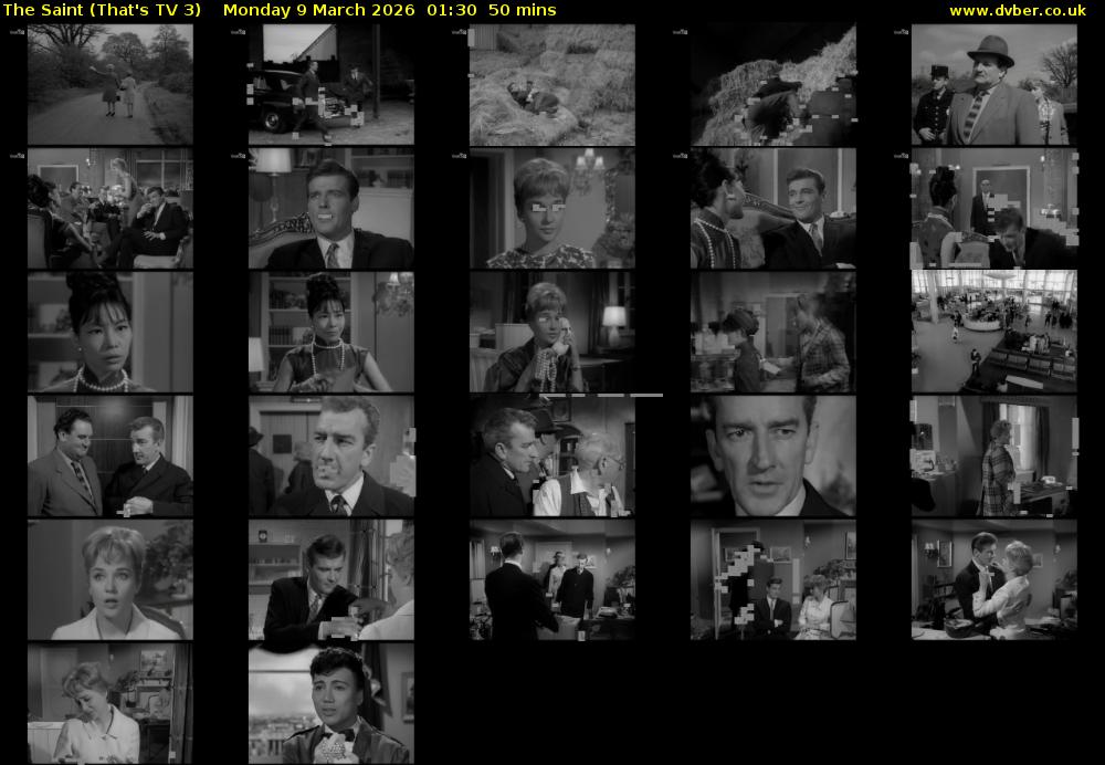 The Saint (That's TV 3) Monday 9 March 2026 01:30 - 02:20